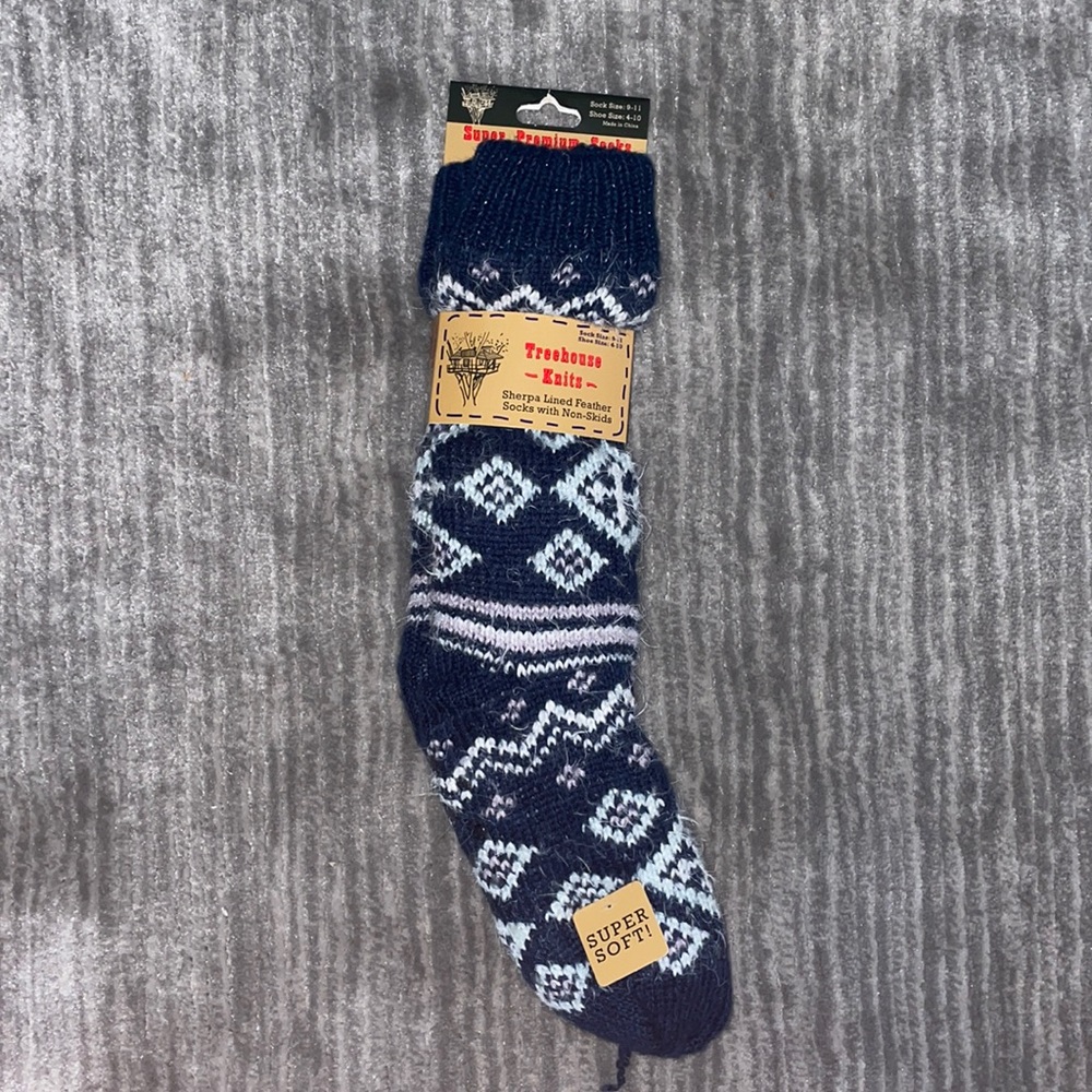 Sherpa Lined Feather Socks with Non-Skids